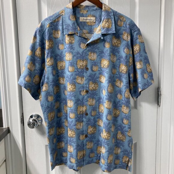 Tommy Bahama 100% Silk Pineapple Hawaiian Shirt Size Large - Picture 8 of 8